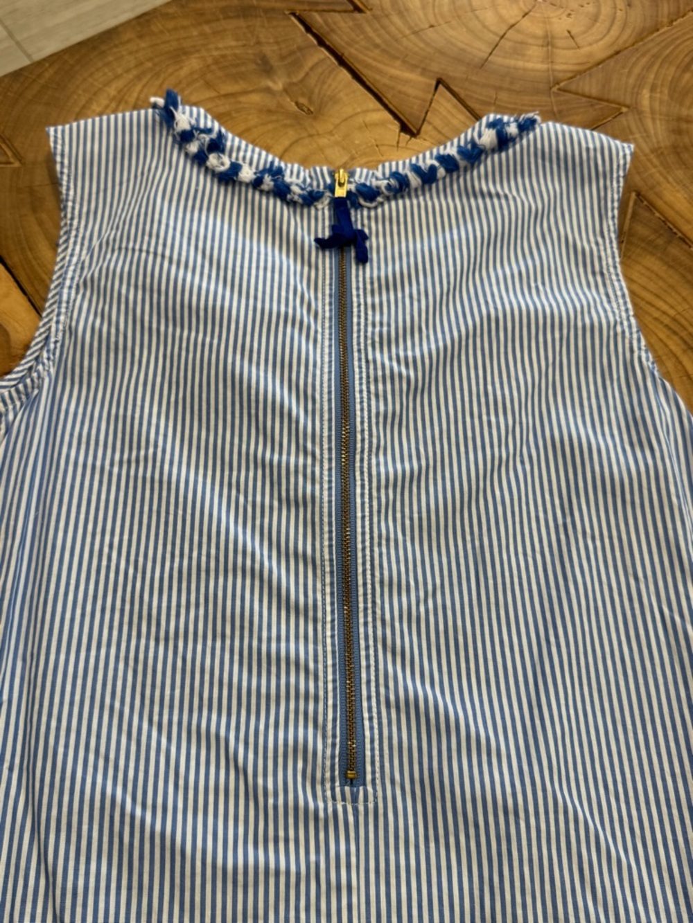 Vineyard Vines Blue & White Striped Sleeveless Dress with Tassel Trim - Picture 6 of 9